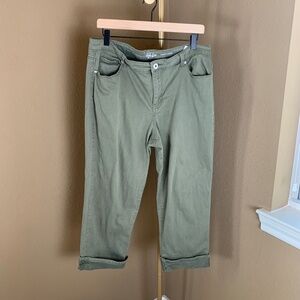 Style & Co Curvy Capri Pants Size 16 Green Stretch Cotton